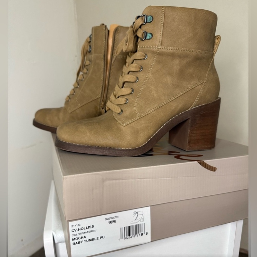 CROWN VINTAGE Hollis Boot Women’s NWB sz 10 Mocha Lace Up Zip Heel Rugged STYLE - Picture 7 of 8